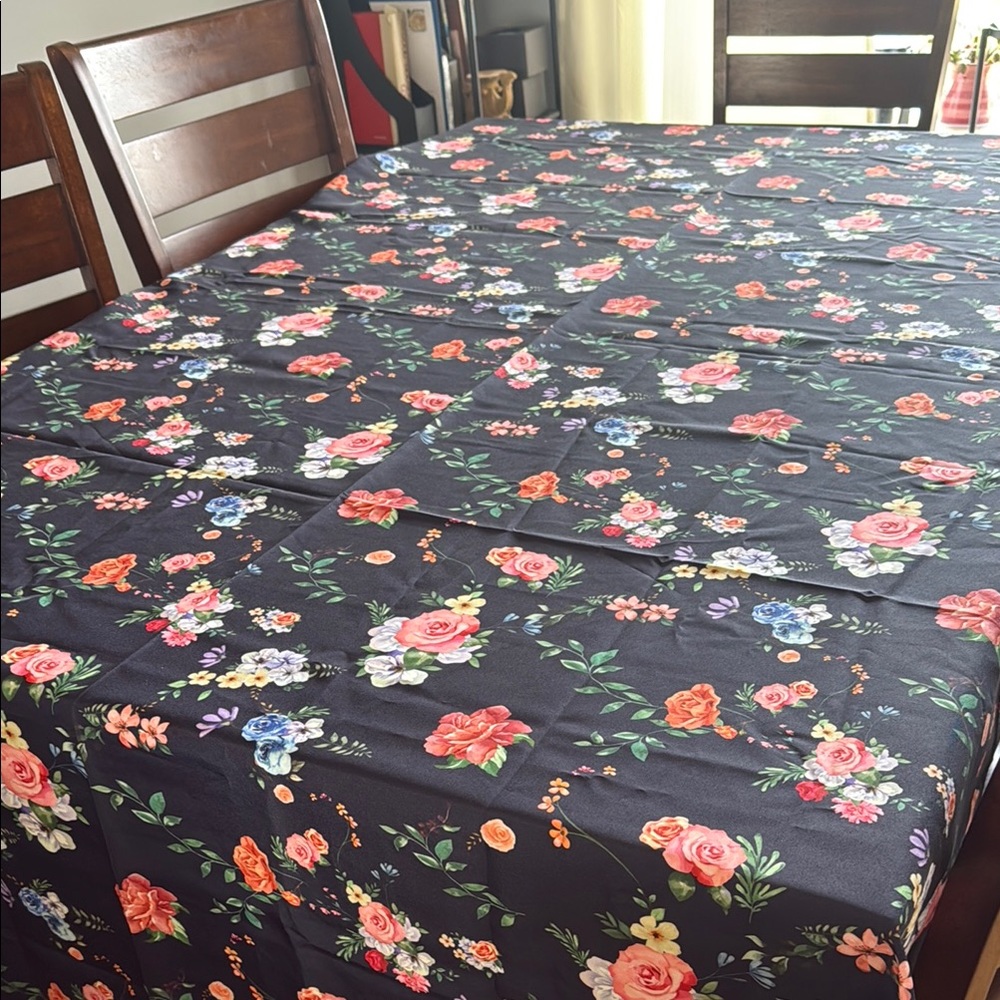 Floral Navy Tablecloth